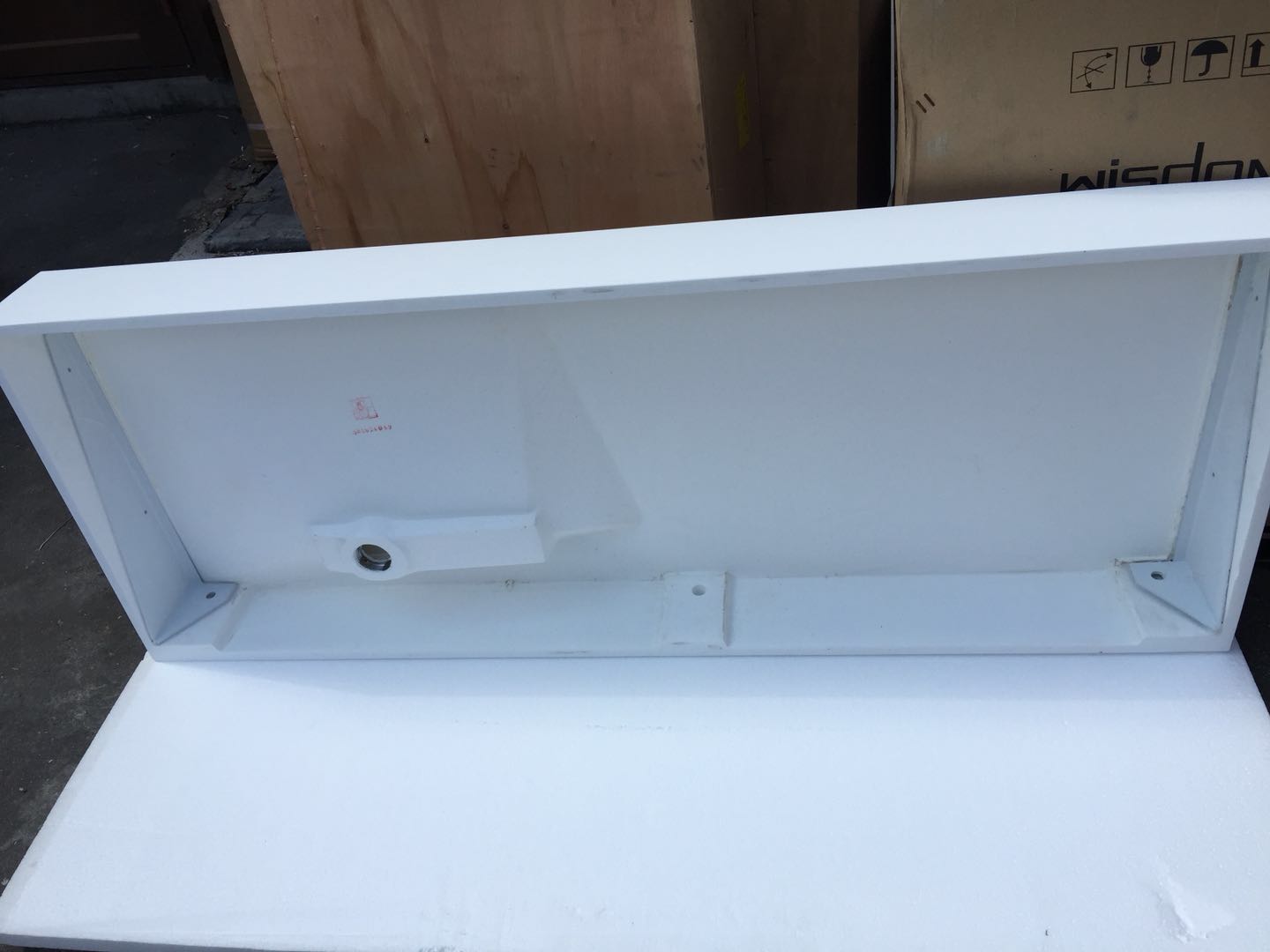 1200mm Unique Design Wall Suspension Vanity Washbasin Above Counter Hidden Style Drain Sink 38428-A