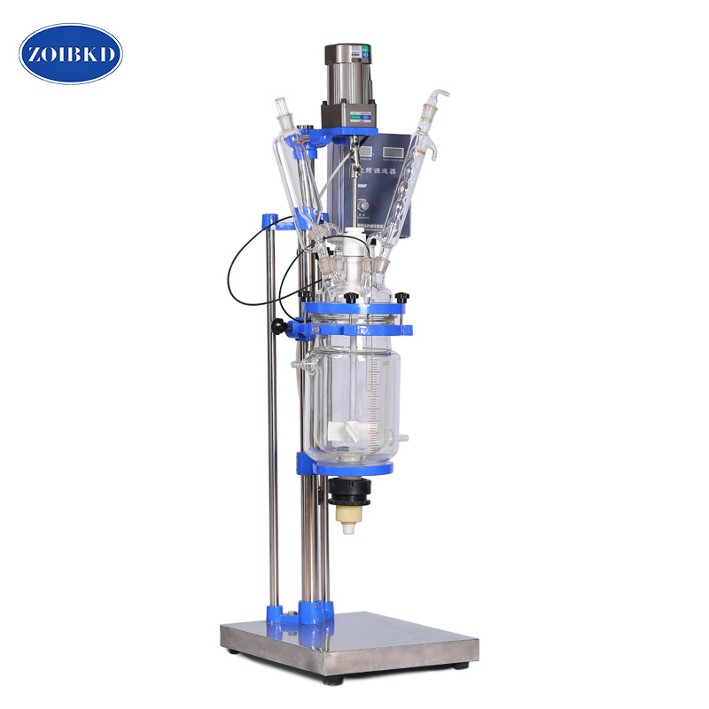 ZOIBKD Lab Supplies Double Layer Jacketed Glass Reactor S-2L GG17 High Borosilicate Continuous Stirred Tank Jacketed