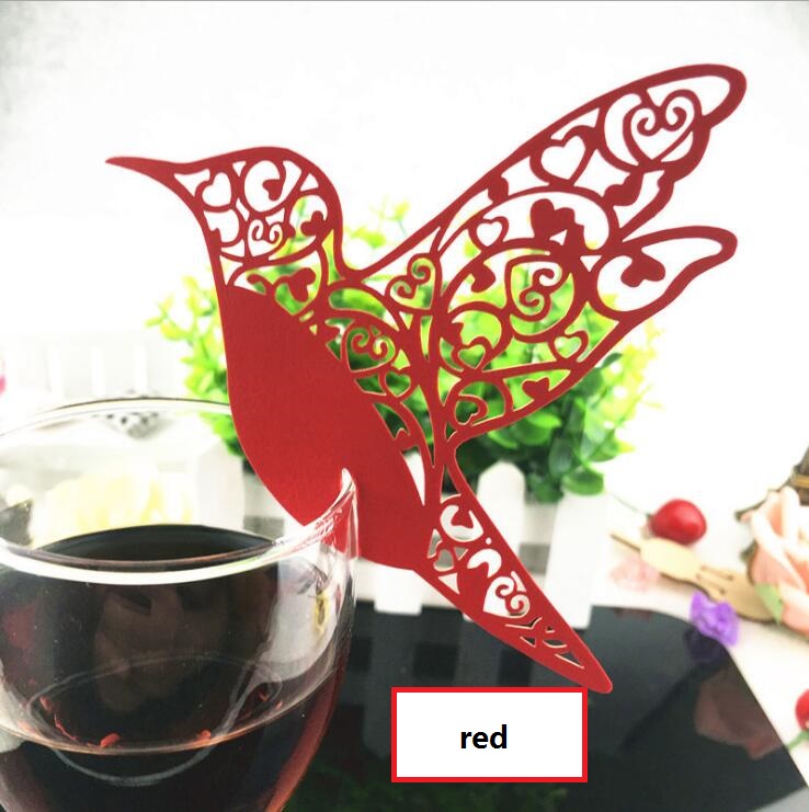 Laser Cut Paper Wine Glass Place Card bird card Wine Glass Card Creative Wedding Party Decorations fashion wedding favors BP081