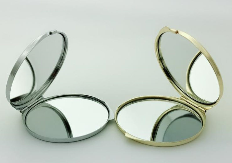 Folding Pocket Mirror Round Compact Double-sided silver gold Makeup Mirrors fast shipping F1019