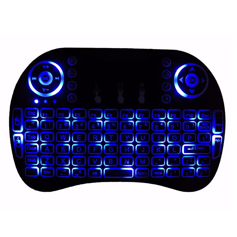 i8 Keyboard Backlit 2.4G Remote Controlers Wireless Fly Air Mouse Rechargeable With Backlight Touchpad For MXQ pro X96 TV Box