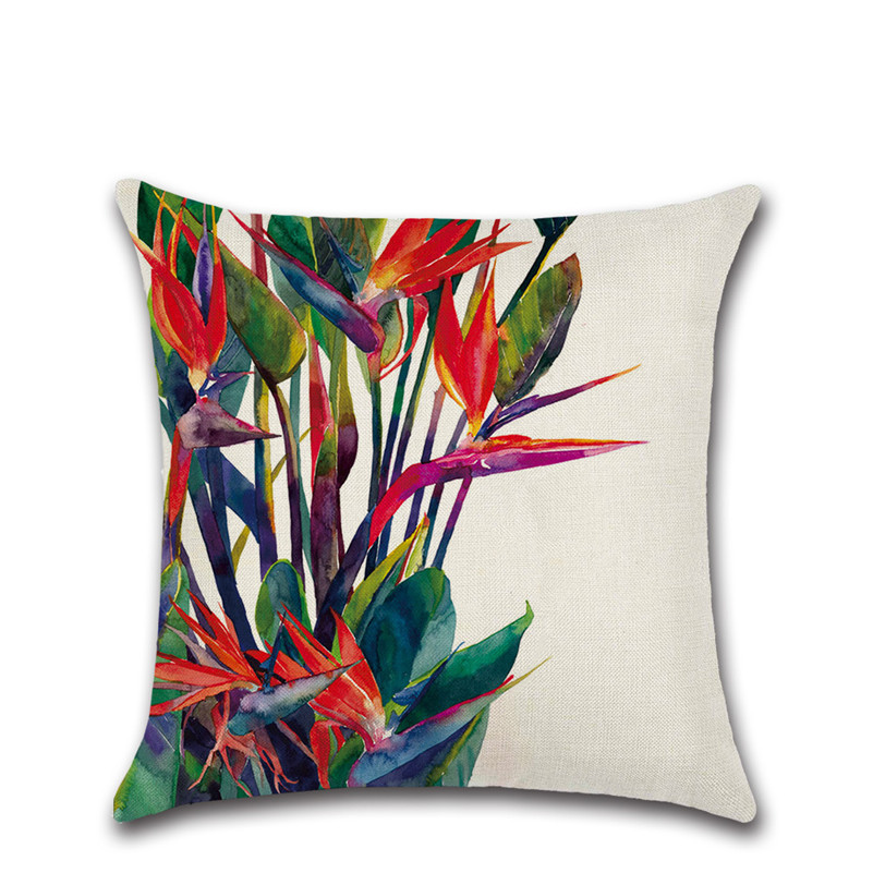 New Green Plants Pillow Case Pillowcase Cotton Linen Ethnic Pillow Cover Bedroom Throw Covers