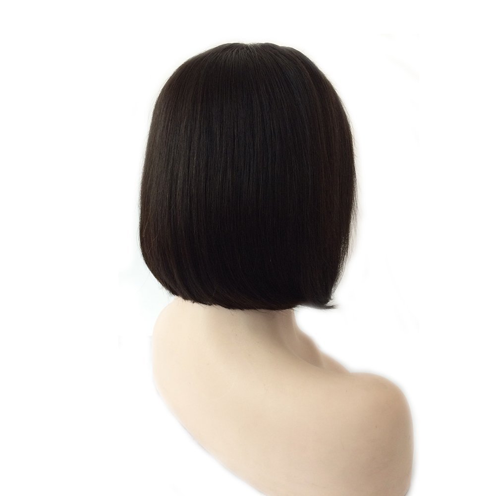 Cute side part Bob Cut Full Lace human hair Wigs for Black Women Straight Black Short BOBBY Front Wig 10inch 130% density