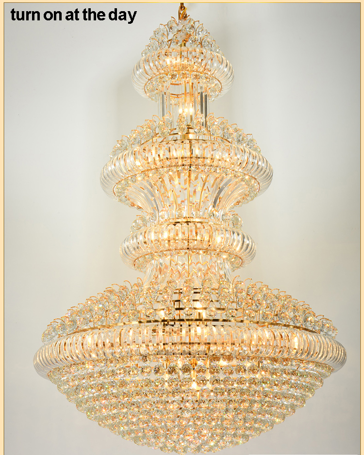 LED Modern Crystal Chandeliers Lights Fixture American Big Golden Chandelier Lamps European Large Hotel Lobby Hall Stairway Home Inoodr Lighting