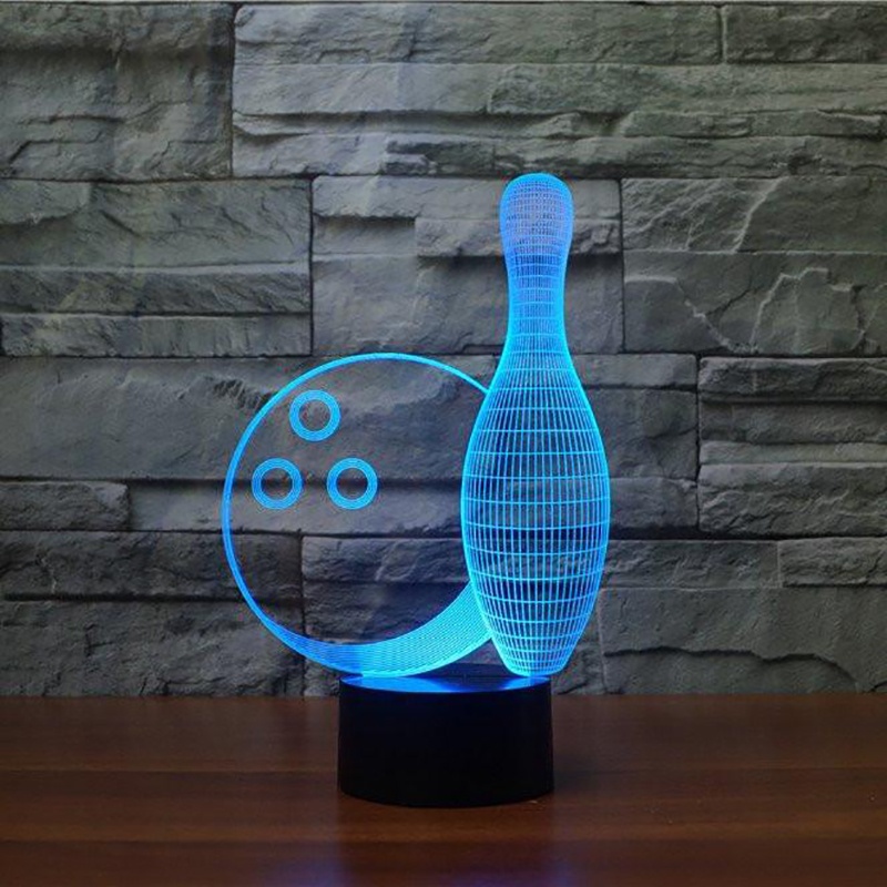Fashion Table Lamp Bowling Ball 7 Color Change 3D Light Acrylic Colorful Desk Lamp Customize Lamp