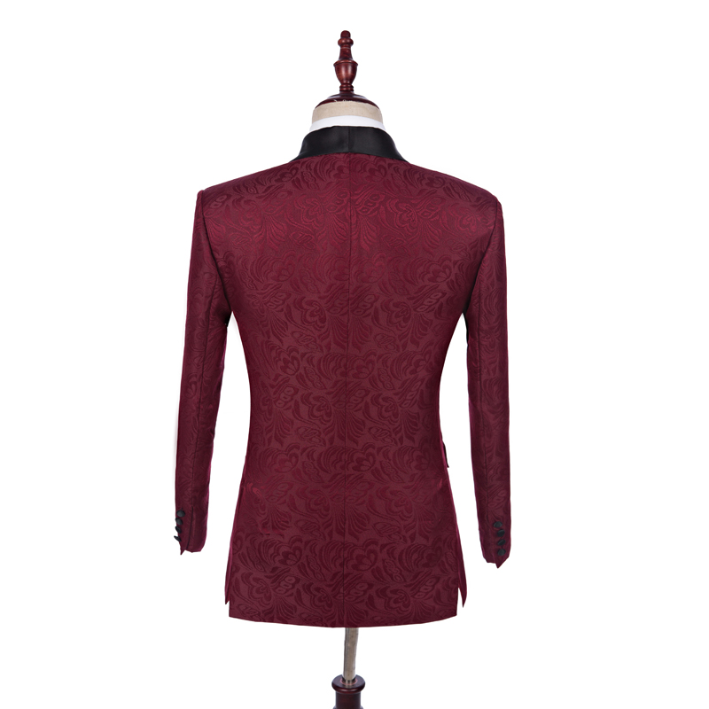 Wine Paisley Groom Tuxedos Double-Breasted Side Vent Men Wedding Blazer Men Dinner Prom Business Suit Customize(Jacket+Pants+Tie) 1160