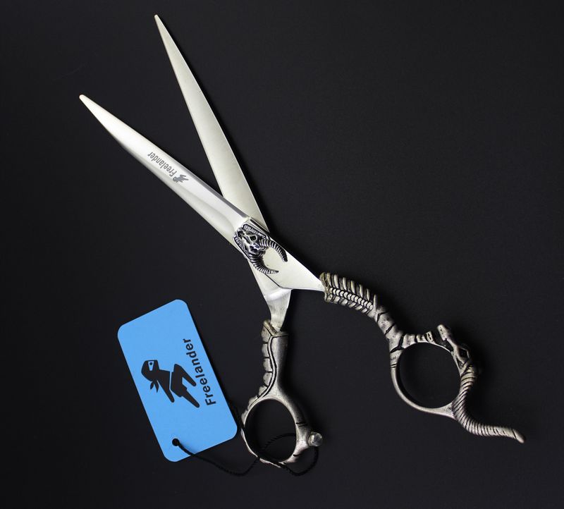 with leather case Freelander 7.0 inch 440C 62HRC TB-71 cutting scissors with Sheep head on scissors handle