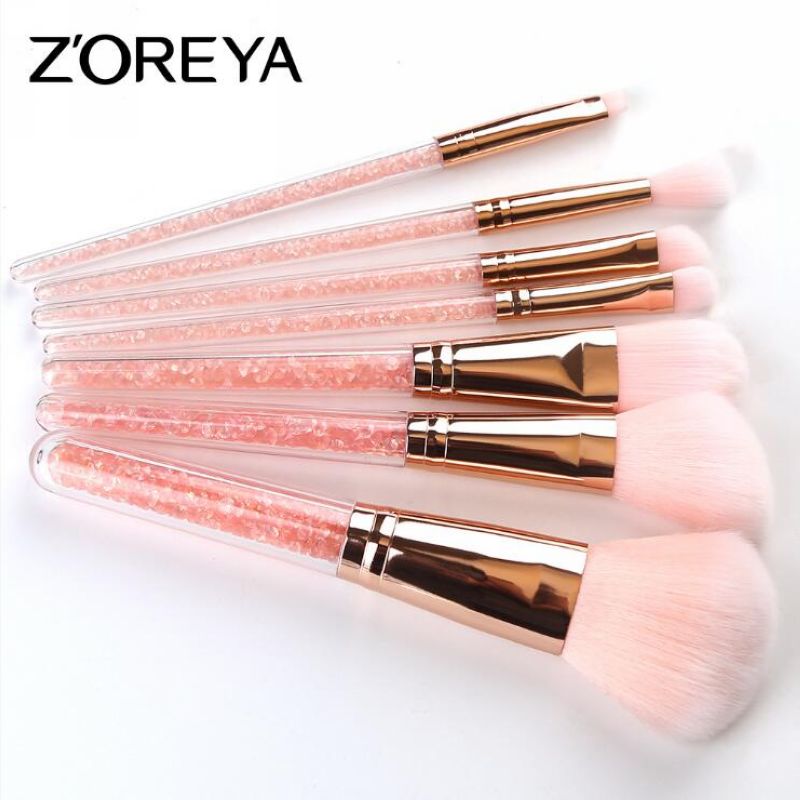 HOT Makeup Brushes Set 7 PCS Professional ZOERYA Flow Sand Drill Make-up Brush With Pink Bag DHL FREE