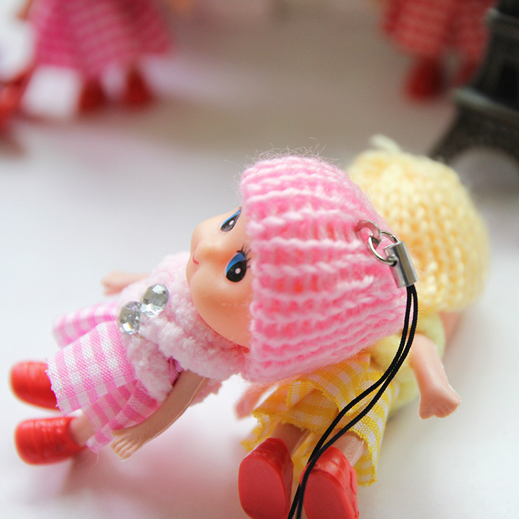 Cute Kids Toys Soft Interactive Baby Dolls Toy Key Chain, Mini Doll Keychain For Girls Key Ring Key Holder