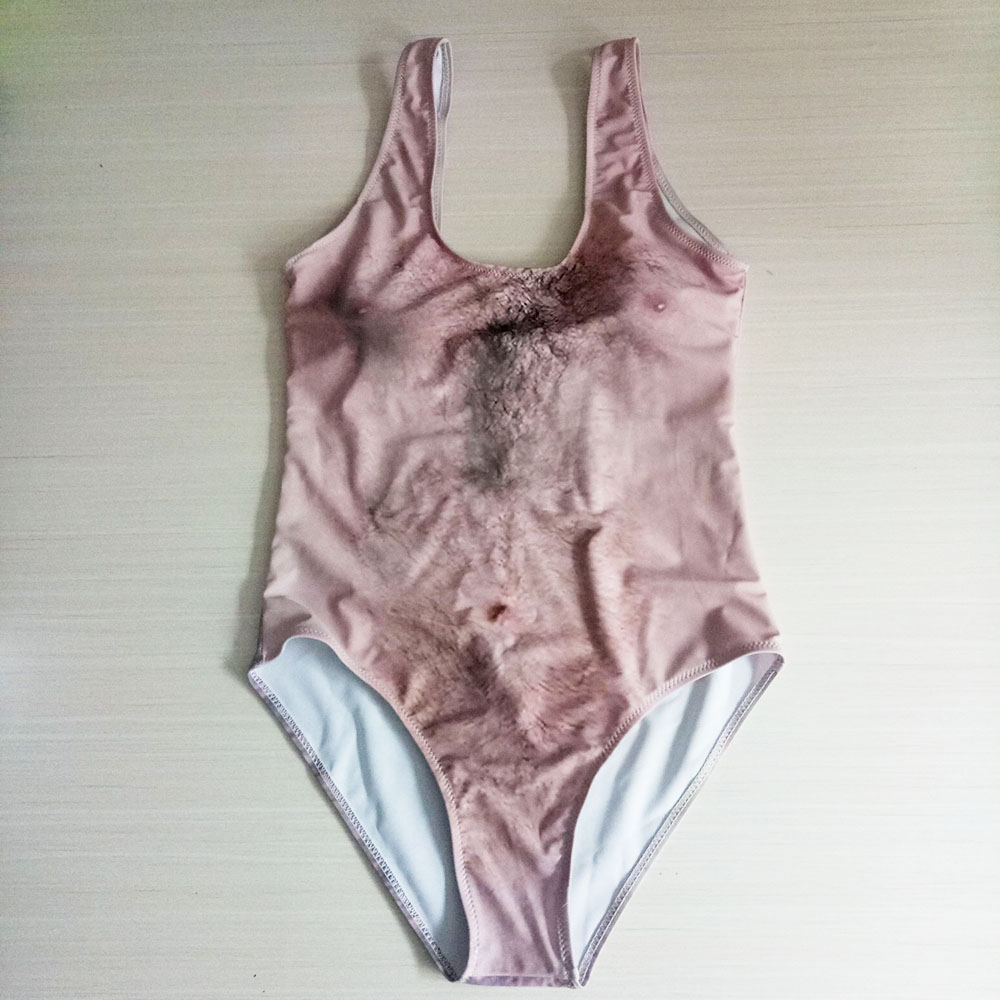 Funny Chest hair 3D Print One Piece Swimsuit Women Swimwear Sexy Push Up Bikinis Swimsuit Female Monokini Beachwear Bathing Suit6081437