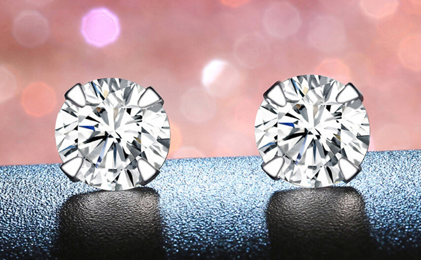 925 Sterling Silver CZ Stud Earrings For Women Jewelry Simple Cubic Zircon Ear Piercing Post Earrings