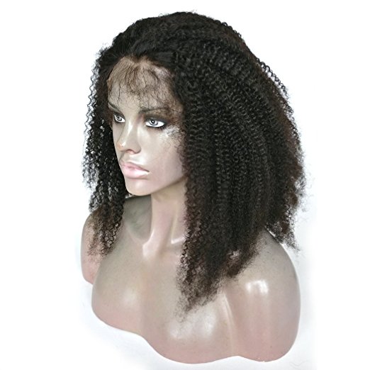 Afro Kinky Curly 360 Full Lace Band Frontal Wig 180% High Density Pre Plucked Natural Hairline 4B 4C (12 inches, Afro Kinky