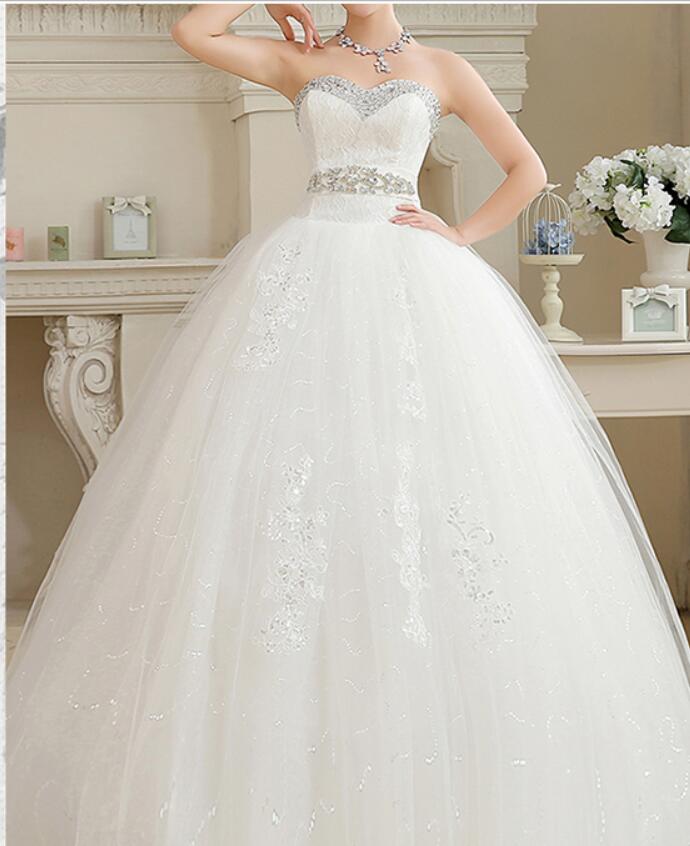 Lace With Crystal Wedding Dress 2018 New Fashionable Married Cheap Wed Dresses Plus Size Elegant vestidos de renda