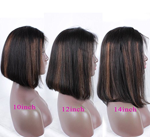 Cute side part Bob Cut Full Lace human hair Wigs for Black Women Straight Black Short BOBBY Front Wig 10inch 130% density