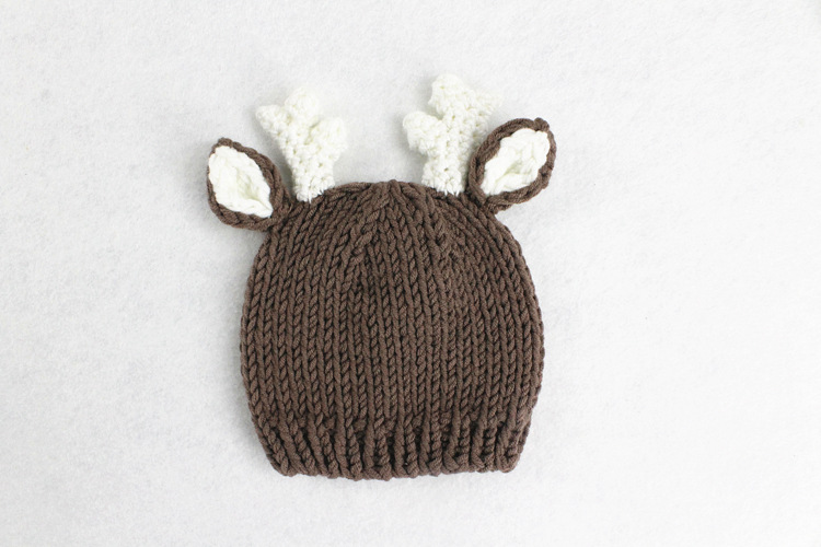 Handmade Crochet Knitted Baby Hat Pants Set Newborn Baby Photo Photography Props For 0-6 Months Christmas Deer Design Costume