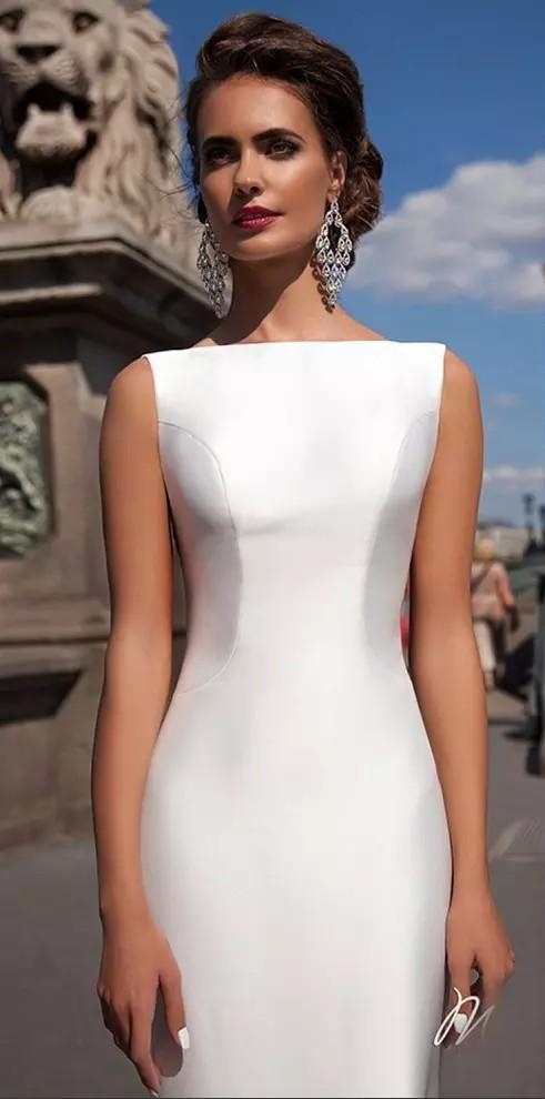 Elegant A-line Wedding Dresses Neck Backless Waist Bow Bridal Gowns Satin Custom Made Wedding Dresses Court Gown Plus Size Vestidos De Novia