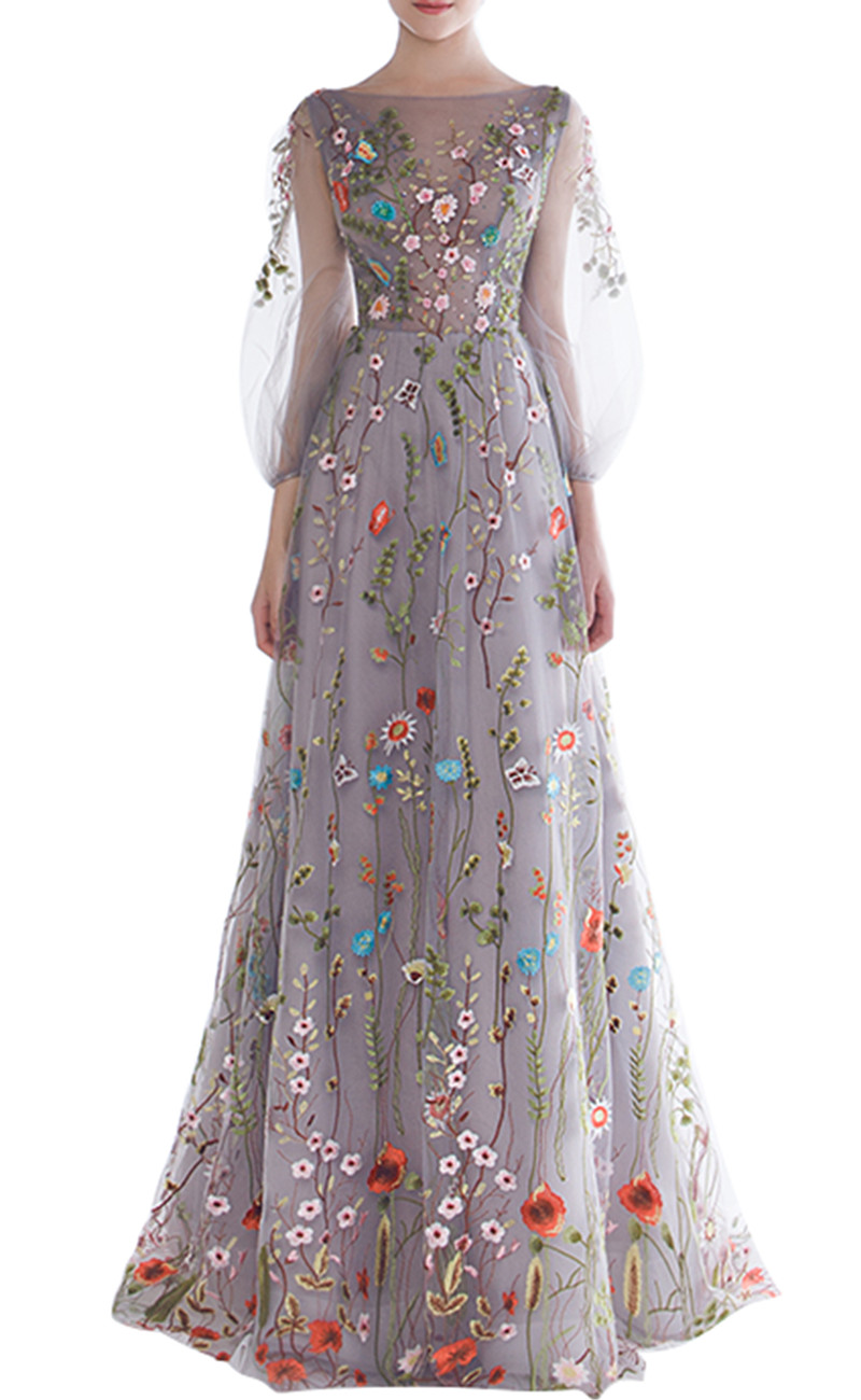 New Romantic Floral Embroidery Prom Dresses Long Puffy Sleeves Boat Neck Charming Evening Gowns Girls Pageant Dress, Same as picture
New Romantic Floral Embroidery Prom Dresses Long Puffy Sleeves Boat Neck Charming Evening Gowns Girls Pageant Dress, Same as picture