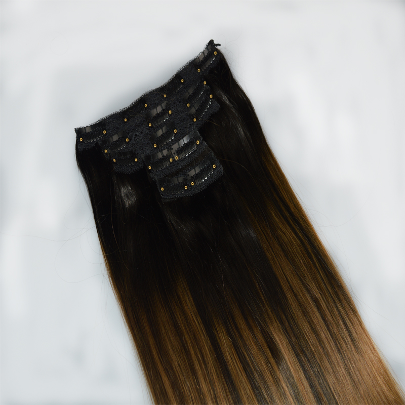 Balayage #2#6 Highlight Color Silk Straight 7Pcs 120g Clips In Hair Extension Brazilian Human Hair extension