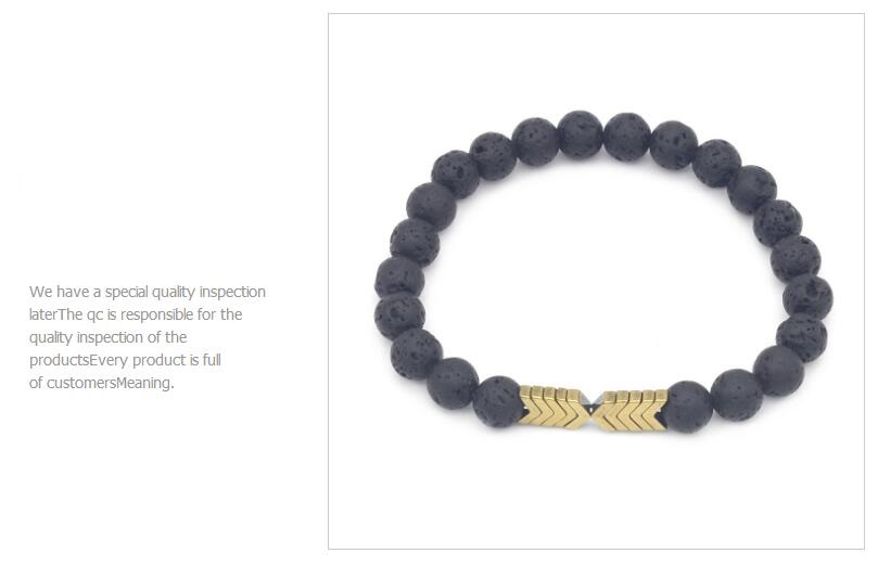 Black 8MM Volcanic Stone Hematite Beaded Strands Bracelets Wholesale Magnetic Energy Lava Rock Beads Bracelet Mix