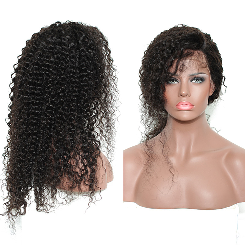 High Quality Free Shipping Natural Color Deep Curly Pre Plucked With Baby Hair Brazilian Lace Front Human Wig For Women