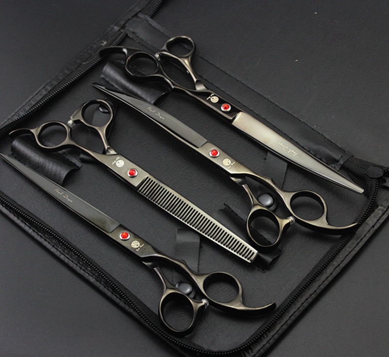 5 colros with leather case purple dragon 4 pcs set 8 inch professional hair scissors hair cutting scissors /Thinning scissors, scissors set