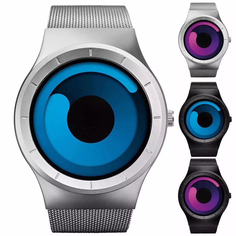 Creative smartwatch Turntable Quartz Wistr Watch Band en maille en acier inoxydable Blanc / bleu / Purple Dial Women Gift