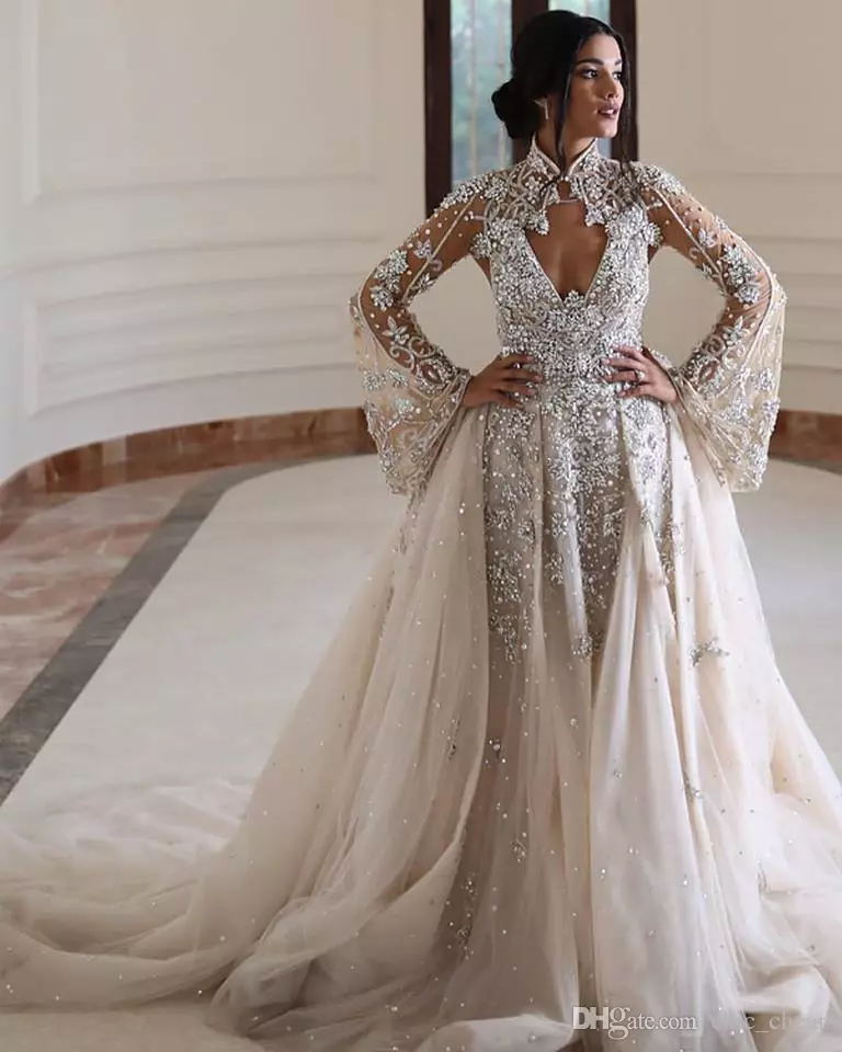 crystal with cape v neck lace gowns backless boho beach plus size see through wedding dresses bridal gown