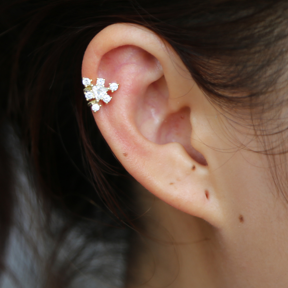 925 sterling silver triangle cz cuff earring no piercing diamond cuff for women girl gift sparking bling CZ cluster new design earrings