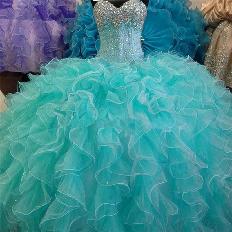 2017 Fashion Sexy Sweetheart Crystal Ball Gown Quinceanera Dress with Sequin Beading Plus Size Sweet 16 Dress Vestido Debutante Gowns BQ112
