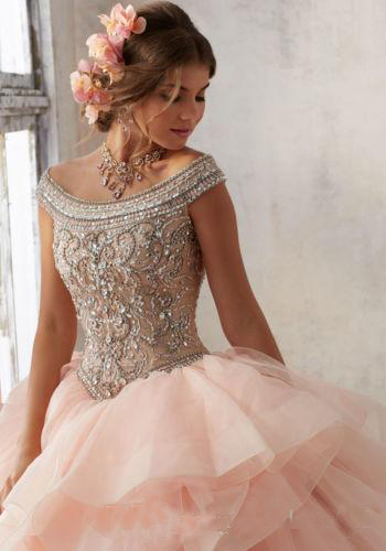 Ball Gown Quinceanera Scoop Formal Party Dress for Girl Beading Pageant Dresses Custom Made