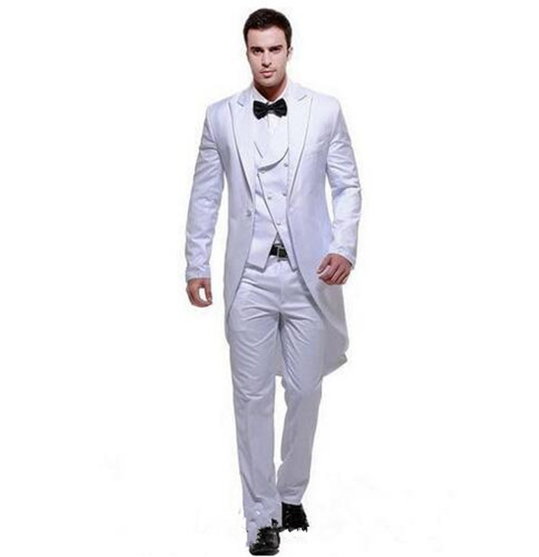 White Wedding Tailcoats High Quality Groomsmen Tuxedos Custom Made Three Pieces Peaked Lapel Men Suit (Jacket+Pant+Vest+Tie)
White Wedding Tailcoats High Quality Groomsmen Tuxedos Custom Made Three Pieces Peaked Lapel Men Suit (Jacket+Pant+Vest+Tie)
