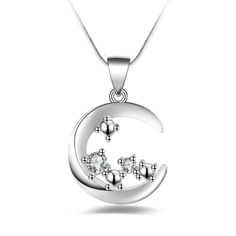 Silver Jewelry Pendant Fine Natural Diamond Moon Pendant 925 jewelry silver plated Necklace Fashion gift necklace Top Quality
Silver Jewelry Pendant Fine Natural Diamond Moon Pendant 925 jewelry silver plated Necklace Fashion gift necklace Top Quality