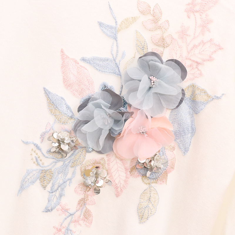 Amolapha Women Sequins 3D Floral Pullovers Denim Jeans Suits Knit Sweaters Tops Slim Fit Pants Sets for Female Woman D18110503