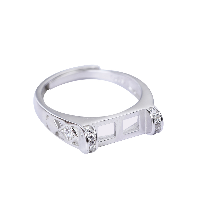 925 Sterling Silver 5x10mm Princess Cabochon Semi Mount Ring for Women Crystal Fine Jewelry Setting DIY Stone