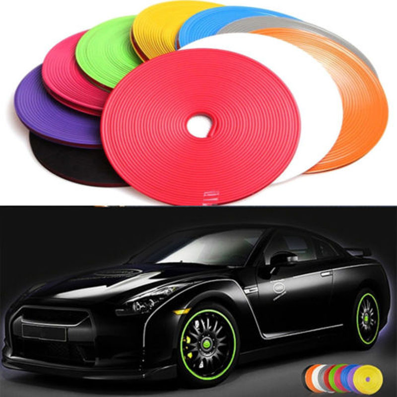 

8Meter/Roll Wheel Car rims Protection Sticker Hub Tire auto Decorative Styling Strip Wheel Rim Tire Edge Sticker Covers Auto Accessories, Color