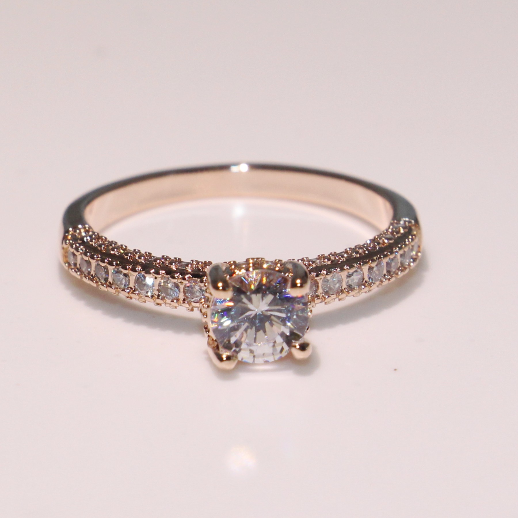 Victoria Wieck Hot High Quality 925 Sterling Silver&Rose Gold Fill Round Shape White Topaz CZ Diamond Eternity Women Wedding Band Ring Gift