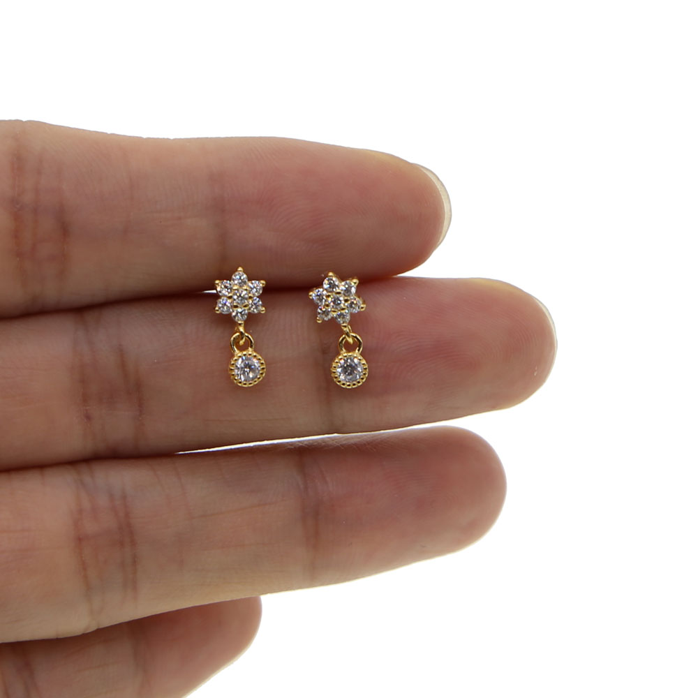 Delicate wer Cubic Zirconia Drop Earrings: Minimalist Charm Studs for Women
