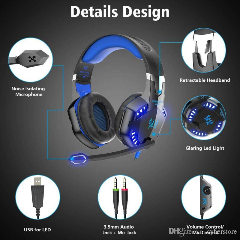 G2000 Stereo Gaming Headset LED Light Earphone Noise Cancelling Headphones With Mic Compatible Mac PS PC Xbox One Controller