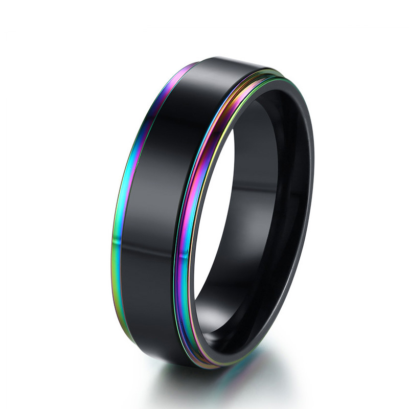 Rainbow Edge Mens Wedding Band Ring 6mm Black Stainless Steel Classic Simple Male Jewelry Statement US Size 7-12
Rainbow Edge Mens Wedding Band Ring 6mm Black Stainless Steel Classic Simple Male Jewelry Statement US Size 7-12