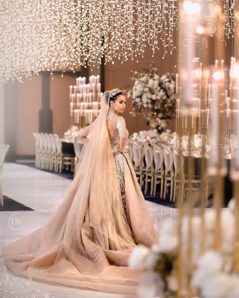 Dubai Arabic Luxury Wedding Dresses With Detachable Skirt High Neck Beads Long Sleeve Illusion Mermaid Wedding Dress Plus Size Bridal Gowns