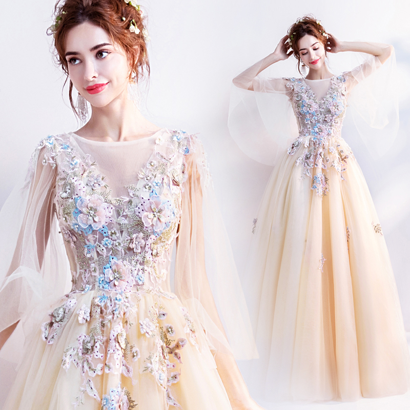 Oriental Angel's wedding Cheongsam Chinese flower fairy Light yellow bride's wedding dress birthday Party dinner annual Wear
Oriental Angel's wedding Cheongsam Chinese flower fairy Light yellow bride's wedding dress birthday Party dinner annual Wear