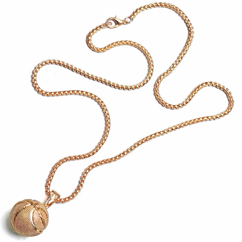 Basketball Pendant Necklace Gold Stainless Steel Chain Necklace Women Men Sport Hip Hop Jewelry Basketball Football Lovers Gift