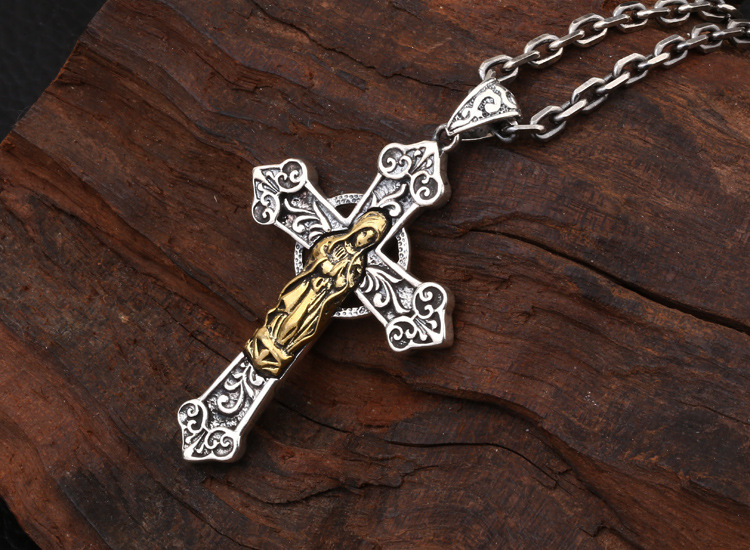 Brand new 925 sterling silver vintage jewelry antique silver hand-made designer Christian Crosses necklace pendants Mother of god Mary