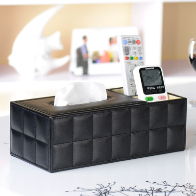 Quality fashion leather tissue box pumping paper box desktop remote control storage
