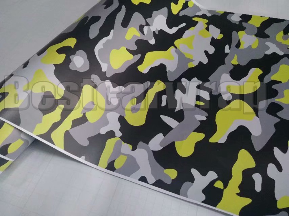 Yellow Jumbo Camo VINYL Wrap Full Car Wrap Camouflage graphic sign Stickers with air free / size For BMW / HONDA etc. 1.52 x 30m/Roll 5x98ft