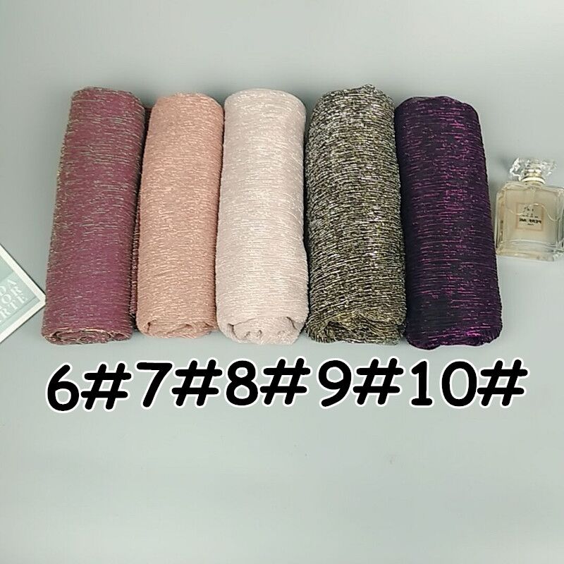Q3 glitter scarves plain shimmer elastic long headband fashion scarf hijab wraps muslim shawls