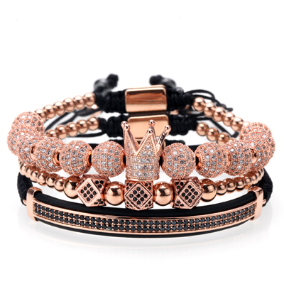 3pcs/set couple bracelet/stainless steel beads/crown/for lovers/bracelets for women men luxury jewelry man pulseira Gift Valentine's Day Holiday 