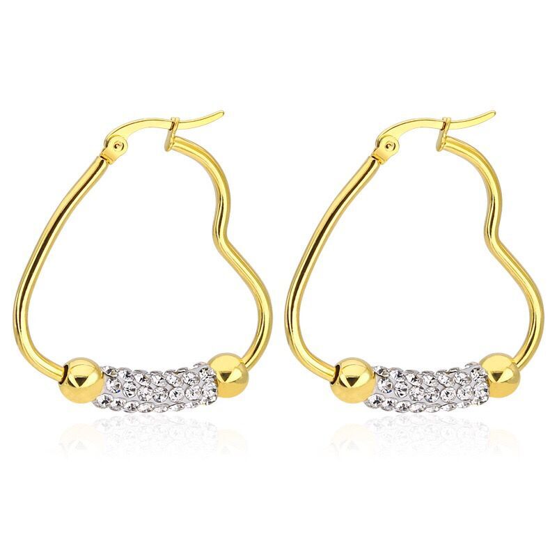 Wholesale (TE-0042) 316L Titanium steel Crystal Heart Circle Hoop Earrings Jewelry For Women Yellow Gold Color
Wholesale (TE-0042) 316L Titanium steel Crystal Heart Circle Hoop Earrings Jewelry For Women Yellow Gold Color