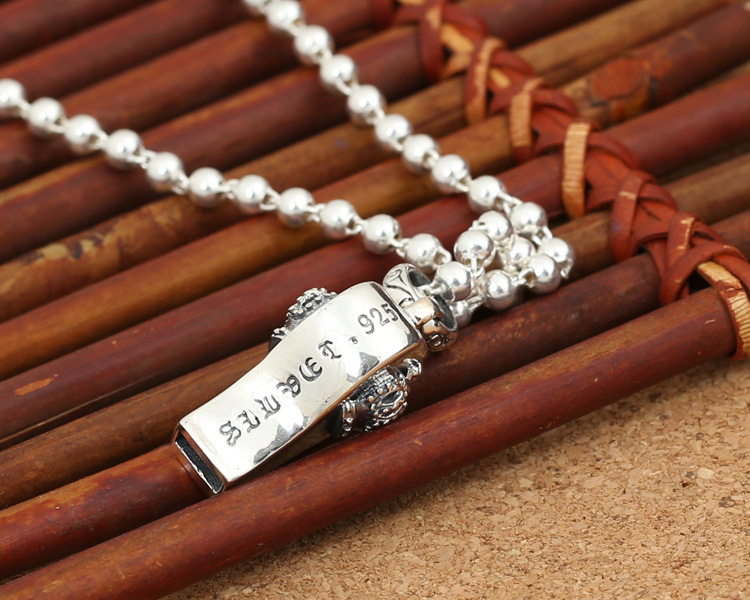 Brand 925 sterling silver jewelry antique silver hand-made American designer crown whistle necklace pendants for men free shipping