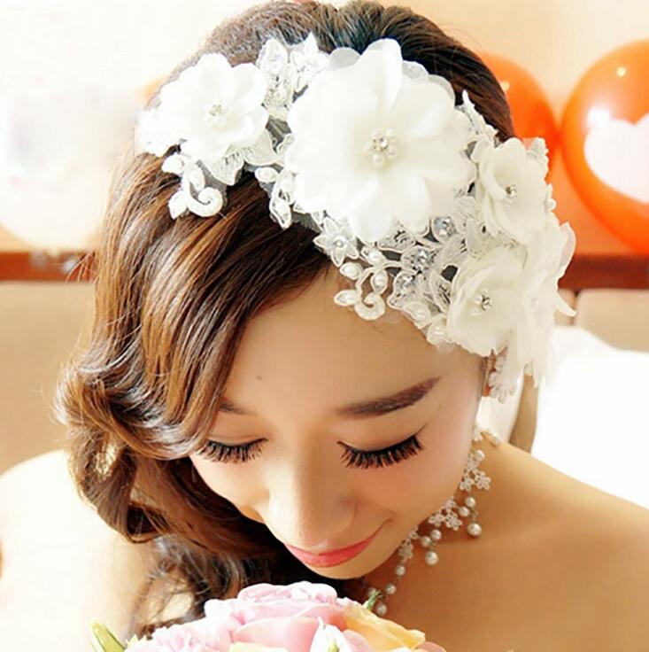 White Hair Flowers For Wedding Party Bridal Bridesmaid Baroque chic Crystal tiara Rhinestone crown headband Wedding Dress Studio